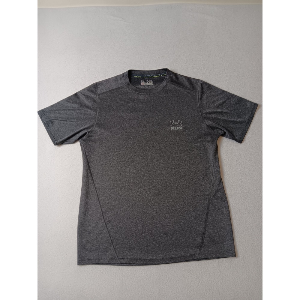 Under Armour Mens HeatGear Run T-Shirt Gray Heather Training‎ Top Size Medium MD